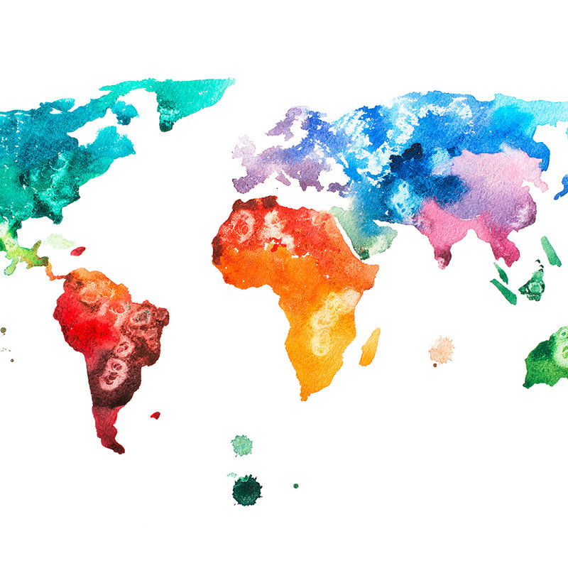         Papier peint aquarelle carte du monde - multicolore, blanc
    