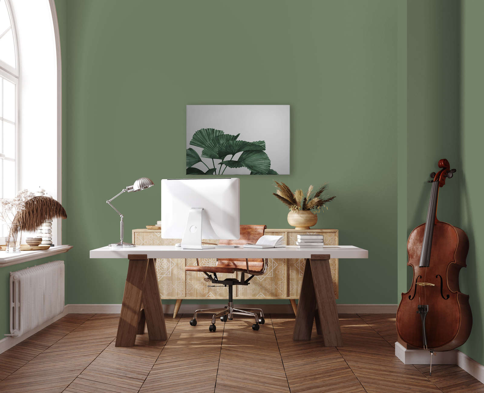             Leinwandbild mit großen Blättern einer Strahlenpalme – 0,90 m x 0,60 m
        