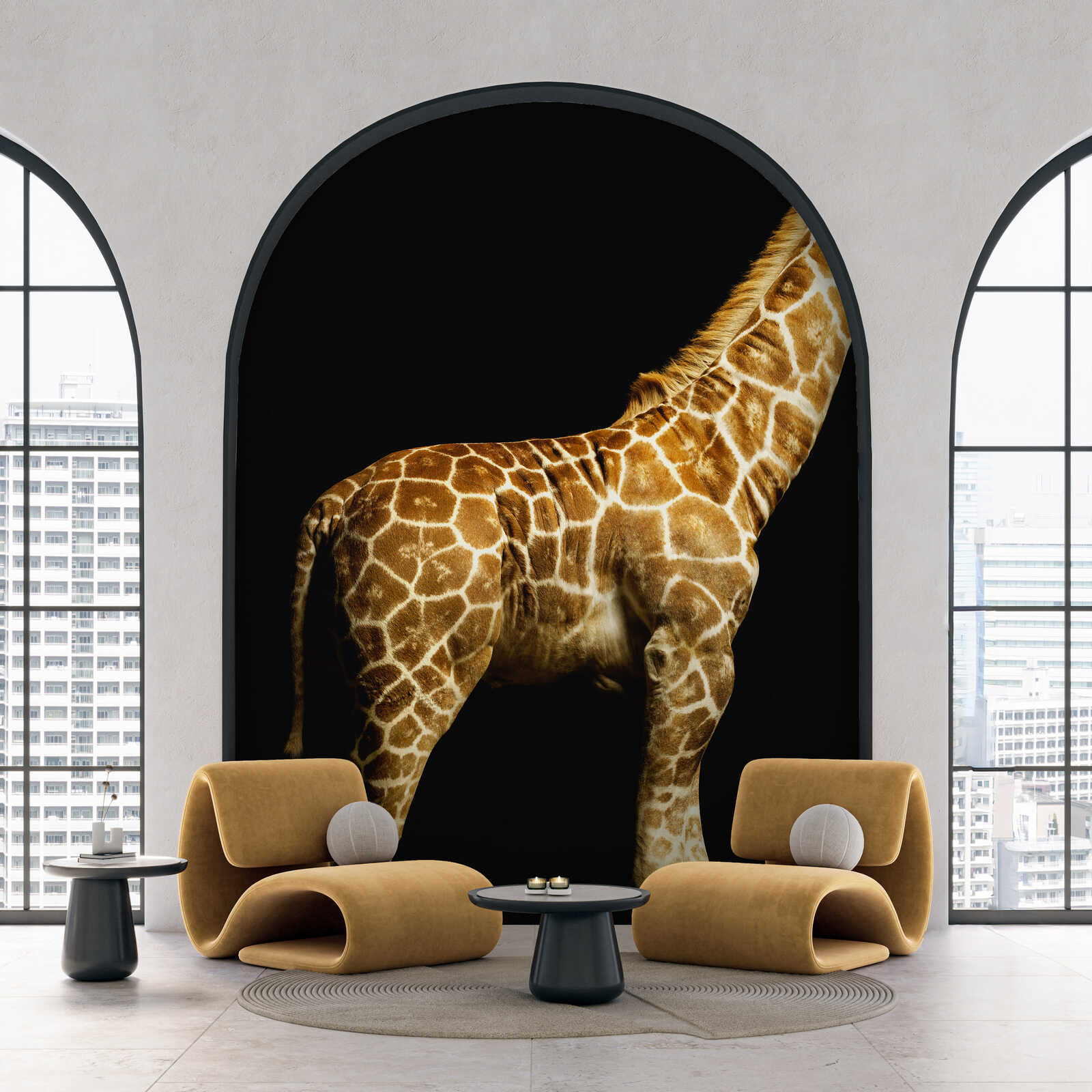 Giraffe, Wandbild, Wohnkultur, Sessel, runder Couchtisch