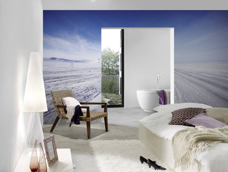             Fototapete mit Schneelandschaft & vereister Straße
        