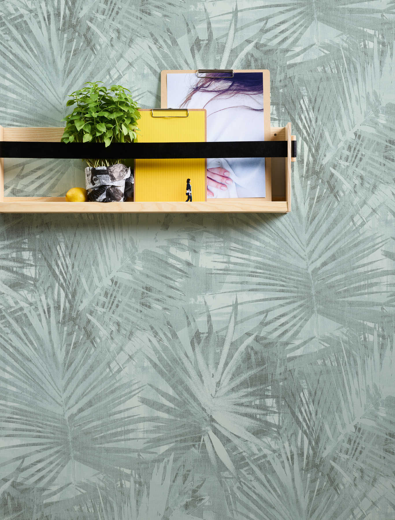             Blätter Vliestapete mit abstraktem Farn-Muster – Grün
        