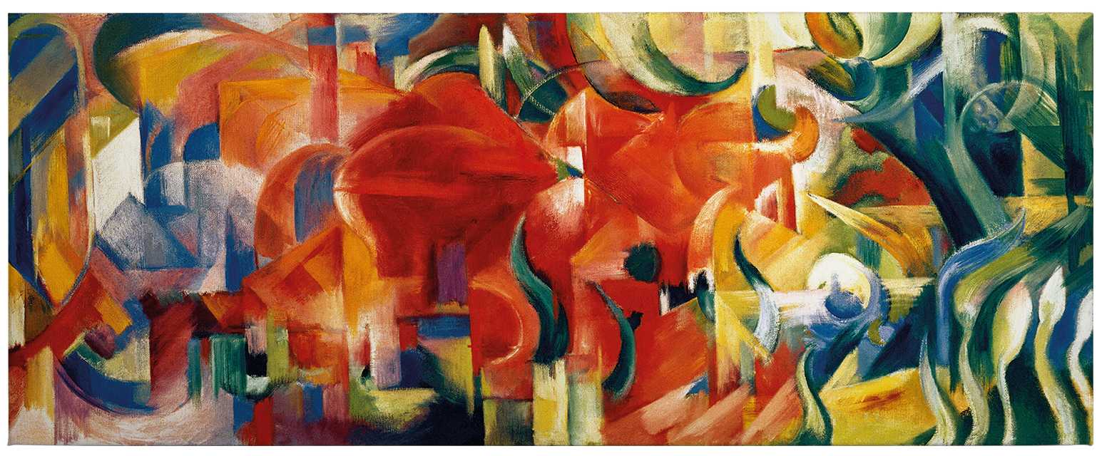             Panorama Leinwandbild 'Spielende Formen' bunt von Marc – 1,00 m x 0,40 m
        