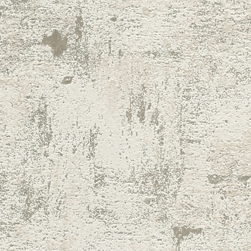             Abstrakte Bastmustertapete mit metallischen Effekten– Weiß, Gold, Beige
        