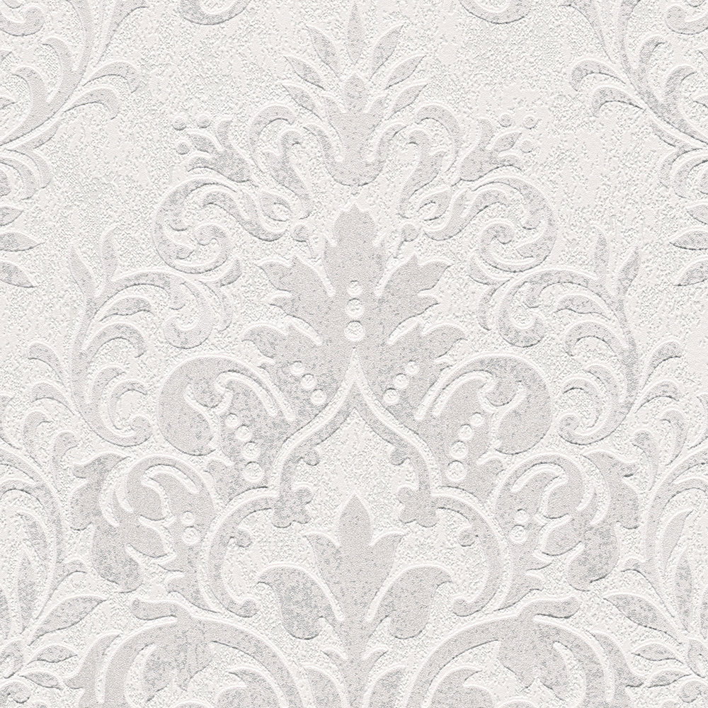 Vliestapete Ornament-Design mit Metallic-Akzenten – Grau