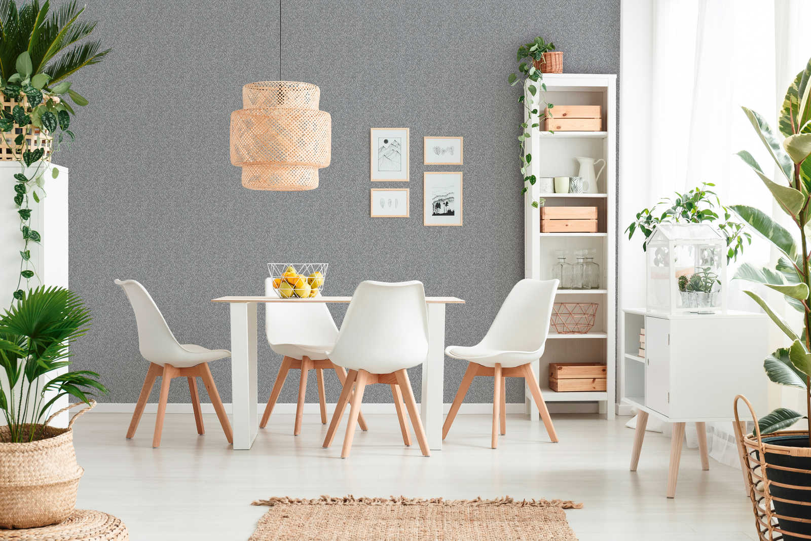             Mustertapete Botanical & Blätter Muster – Grau, Metallic
        