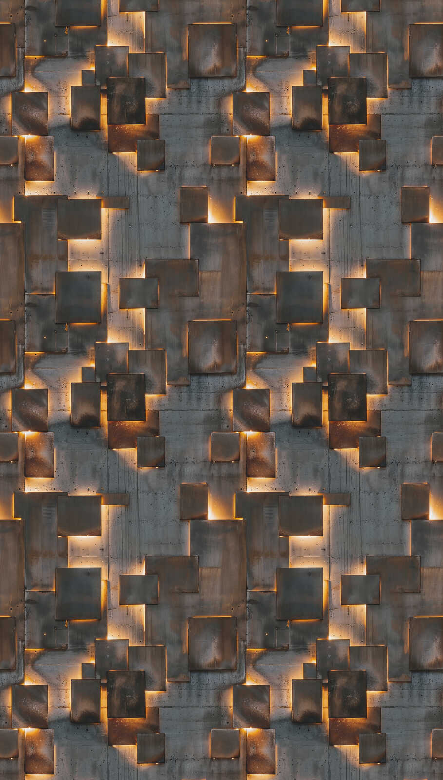 metallwand, geometrisch, Rost, Paneel, Lichtakzente