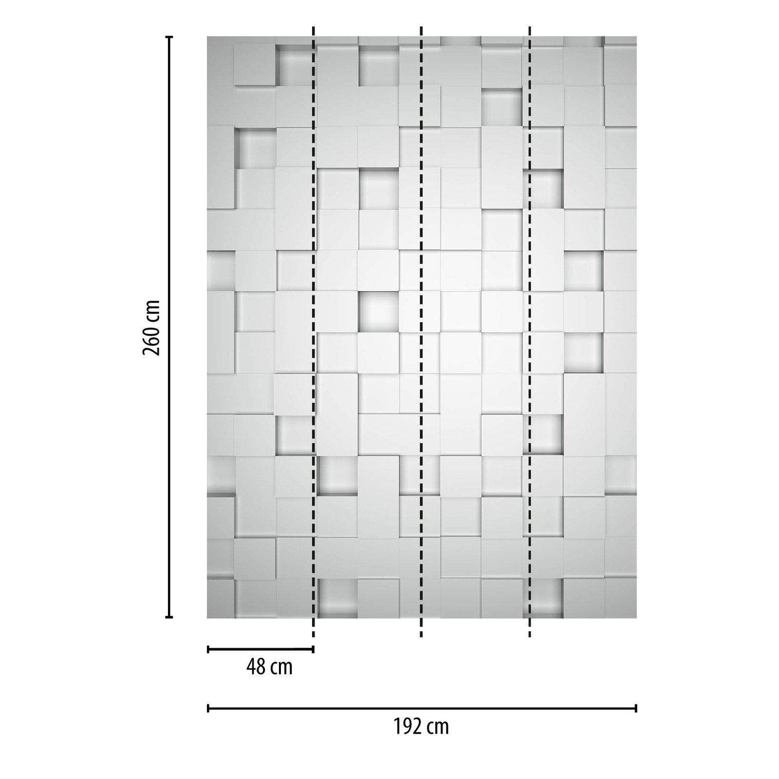             Fototapete 3D Würfel-Muster im Hochformat – Weiß, Grau
        