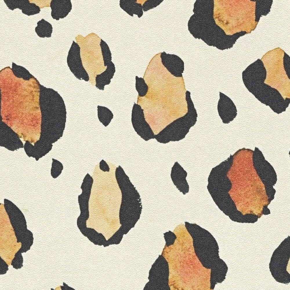             Helle, stilvolle Vliestapete mit Leoparden-Print und feiner Oberflächenstruktur – Beige, Orange
        