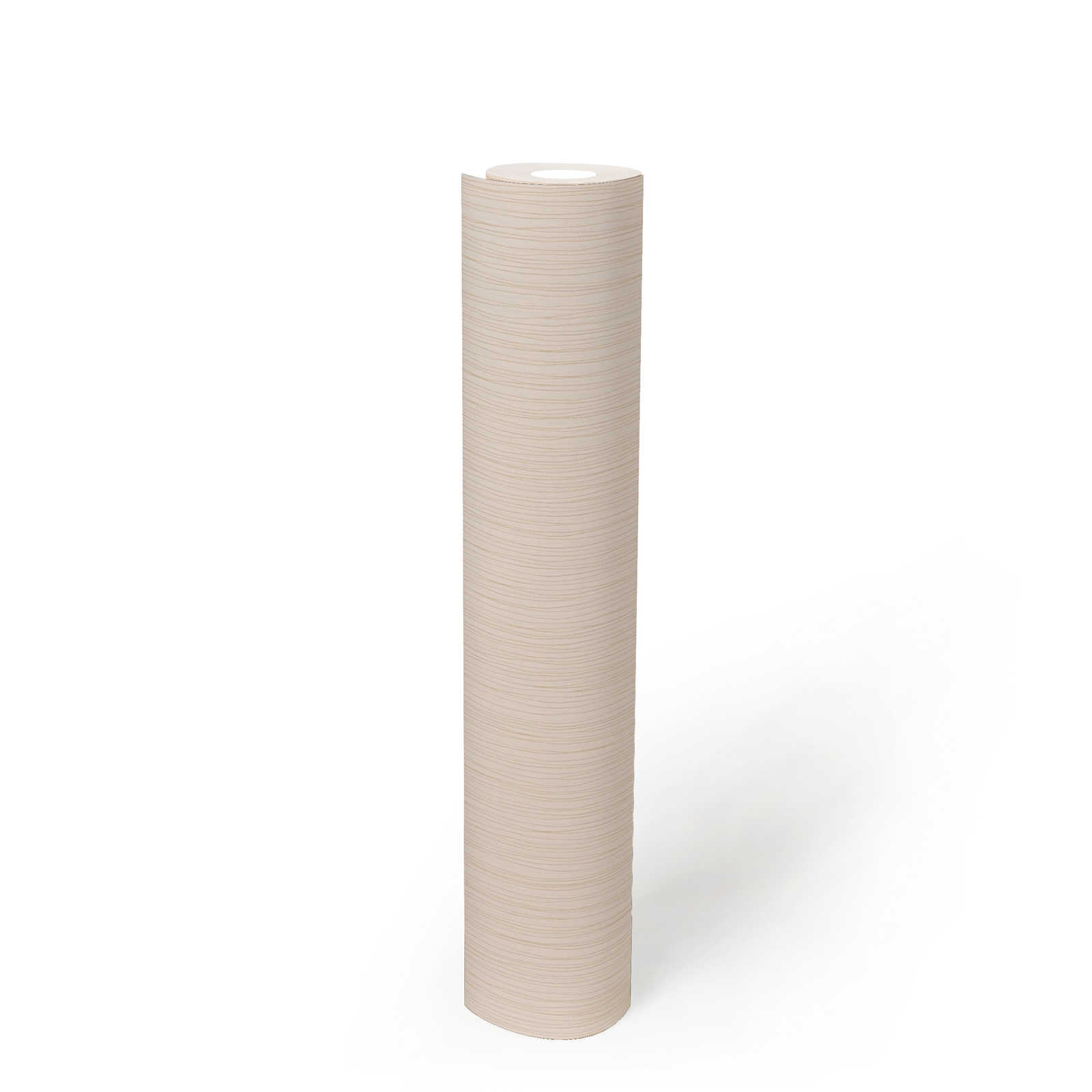             Helle Vliestapete Beige Liniendesign & Prägestruktur
        
