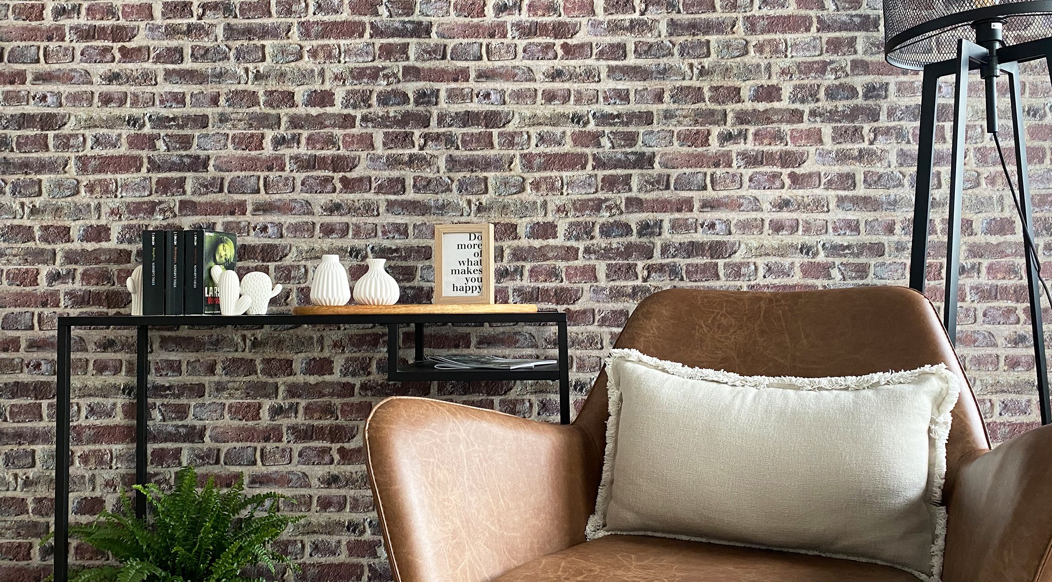 Rote Backsteinmauer Tapete im Wohnzimmer