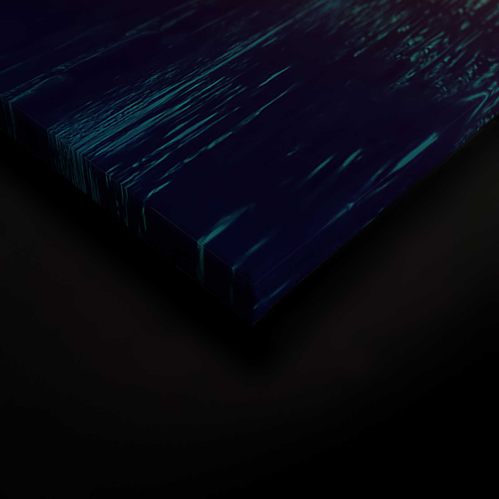             Leinwandbild mit Palmen am Wasser im Sonnenuntergang – 0,90 m x 0,60 m
        