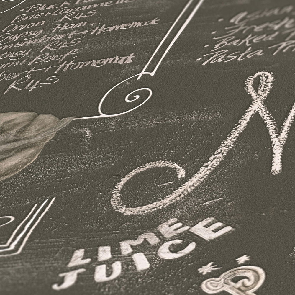             Selbstklebende Tapete | Menütafel für die Küche – Schwarz, Grau, Weiß
        