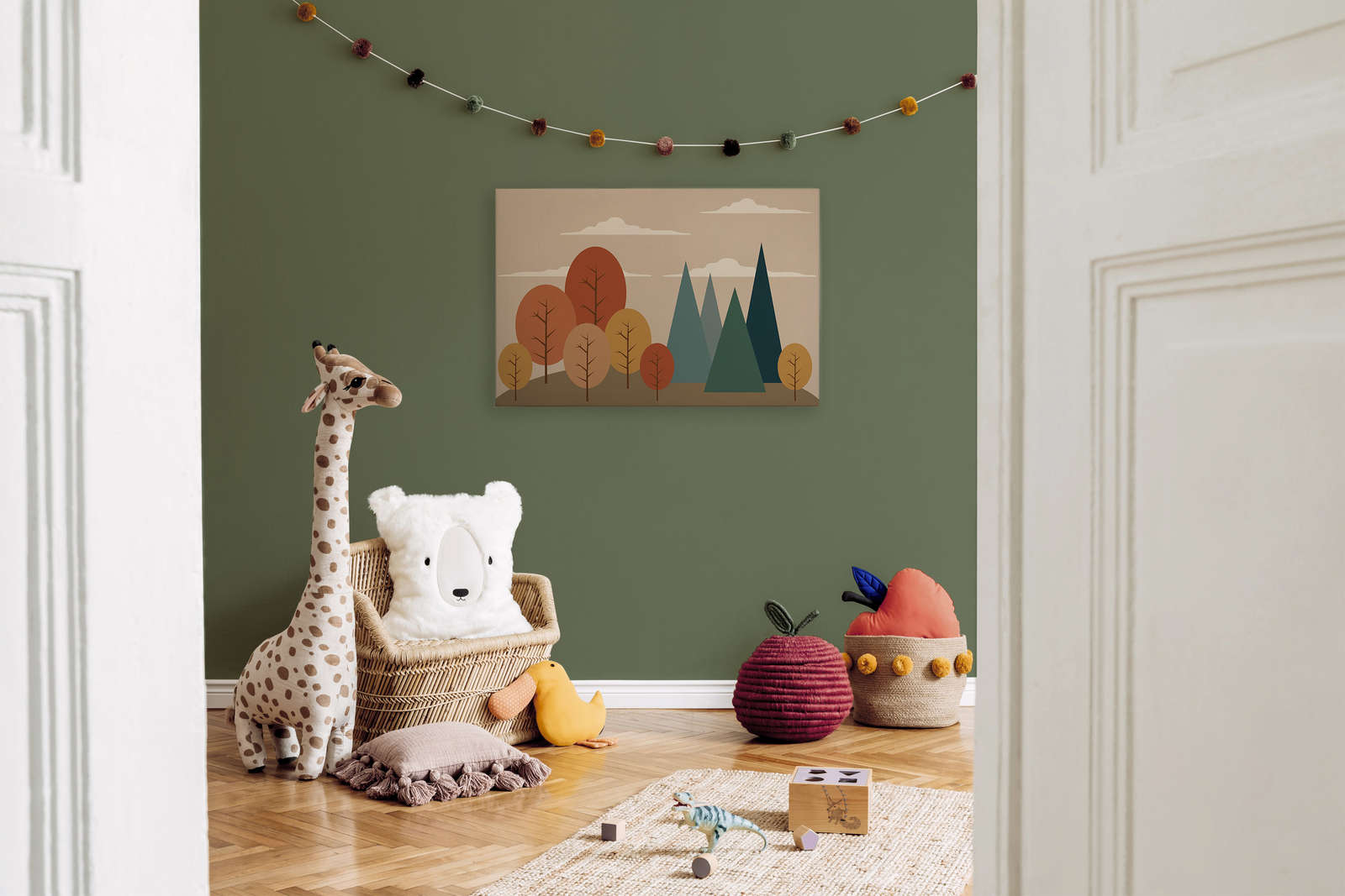             Canvas Betoverd Bos met Geometrische Vormen - 90 cm x 60 cm
        