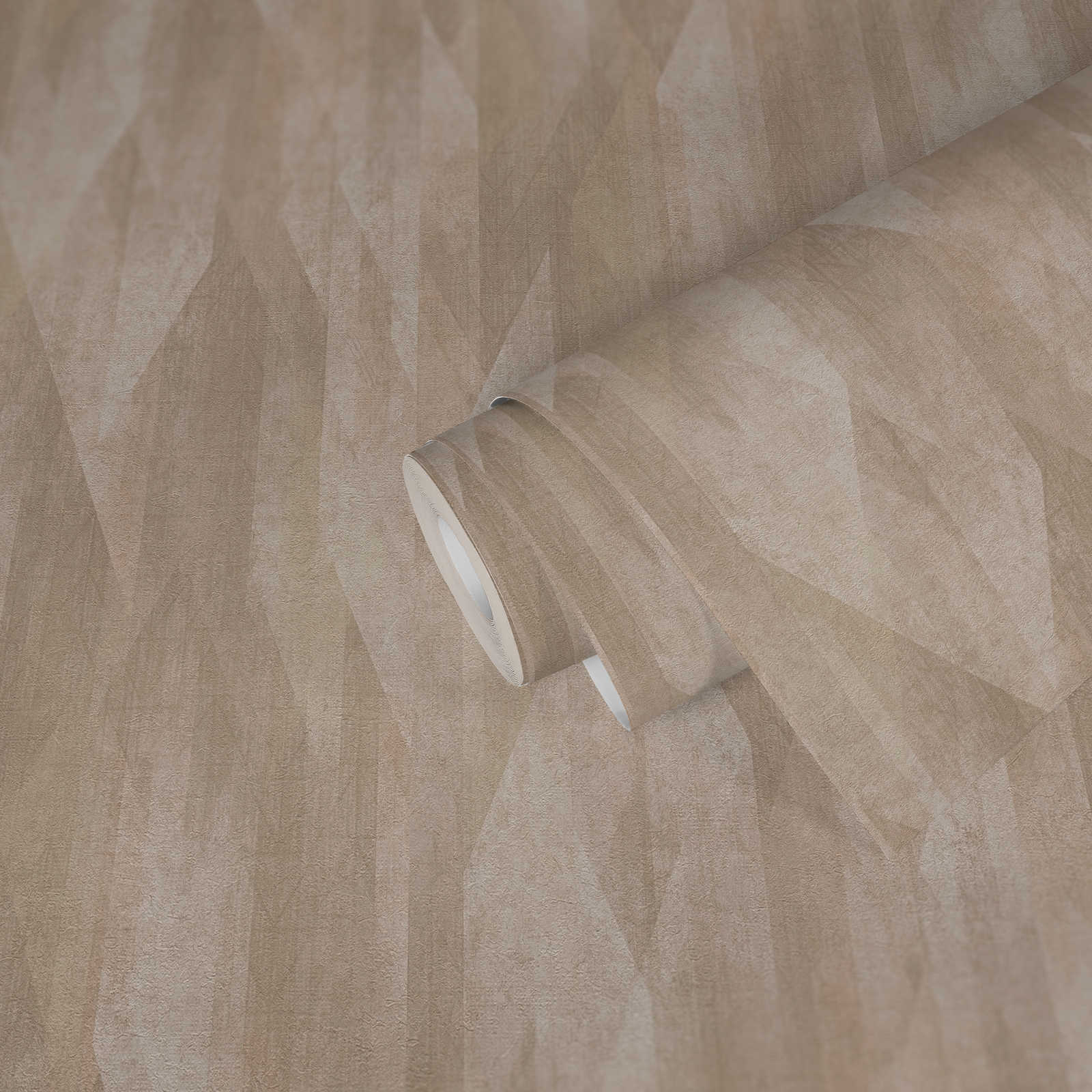 Vliestapete mit grafischen Rautendesign – Beige, Braun