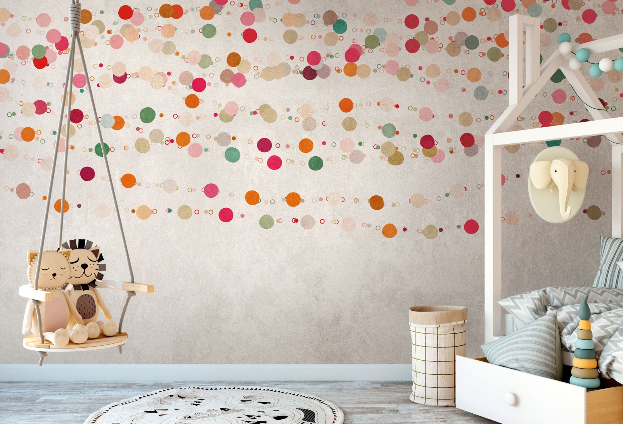 Kinderzimmer Tapete in Bunt