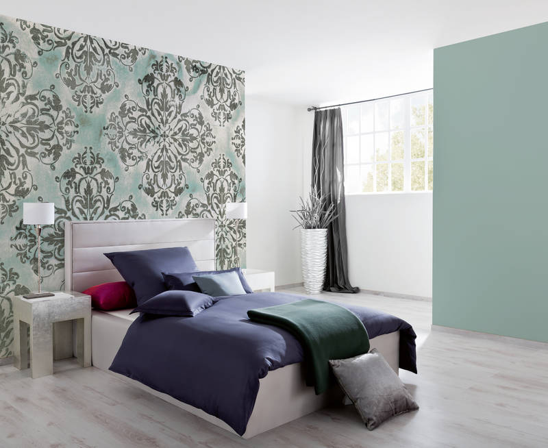 bett, schlafzimmer, tapete, dekoration, wand