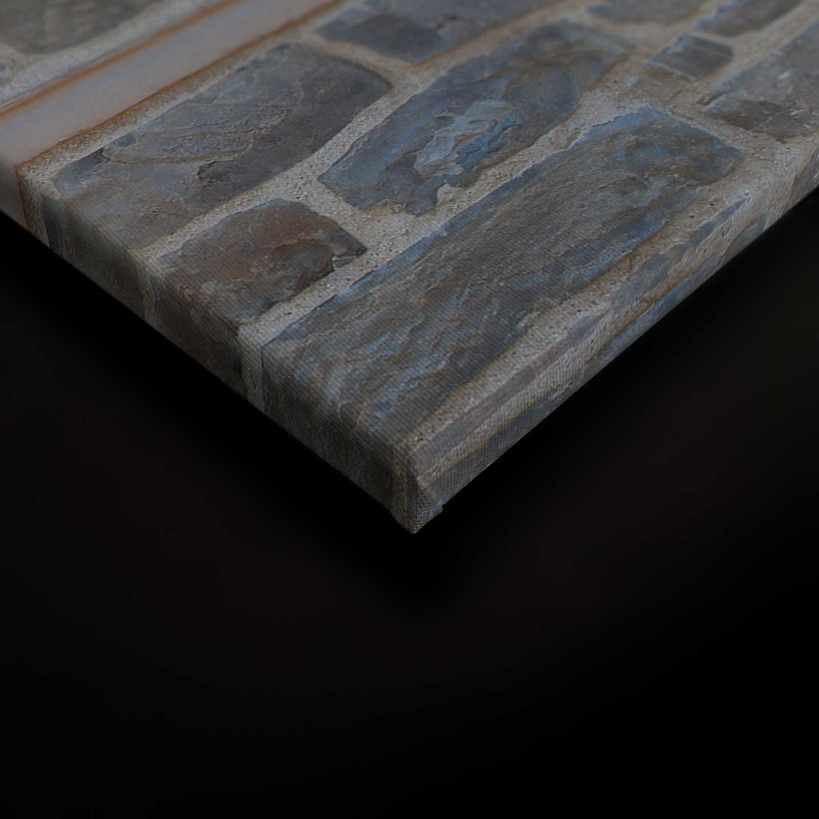 Leinwandbild Mauerwerk Hellgrau mit Naturstein Design – 0,90 m x 0,60 m