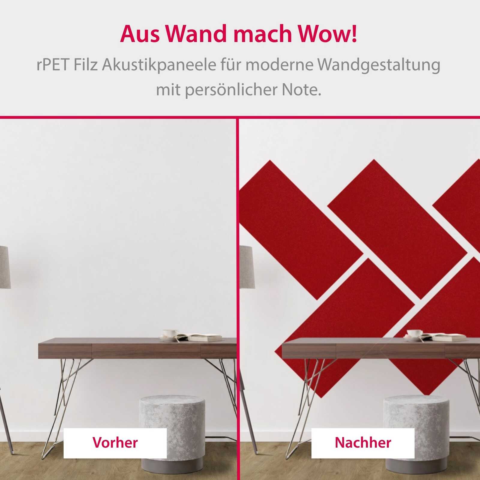 Wandpaneel, Akustikpaneel, rPET, Rot, Geometrisch