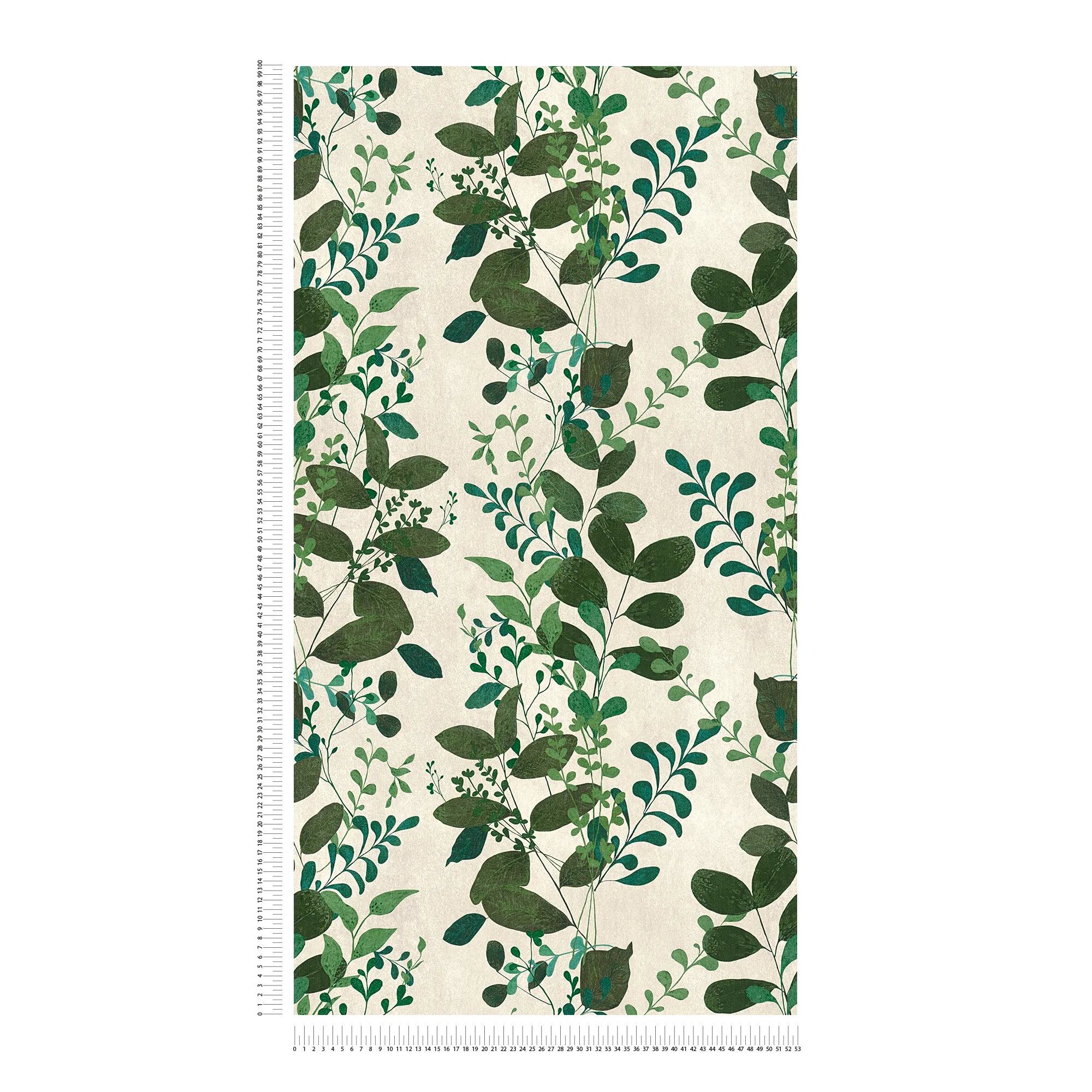             Non-woven wallpaper with leafy branches, matt and subtly textured - grey, white, green
        