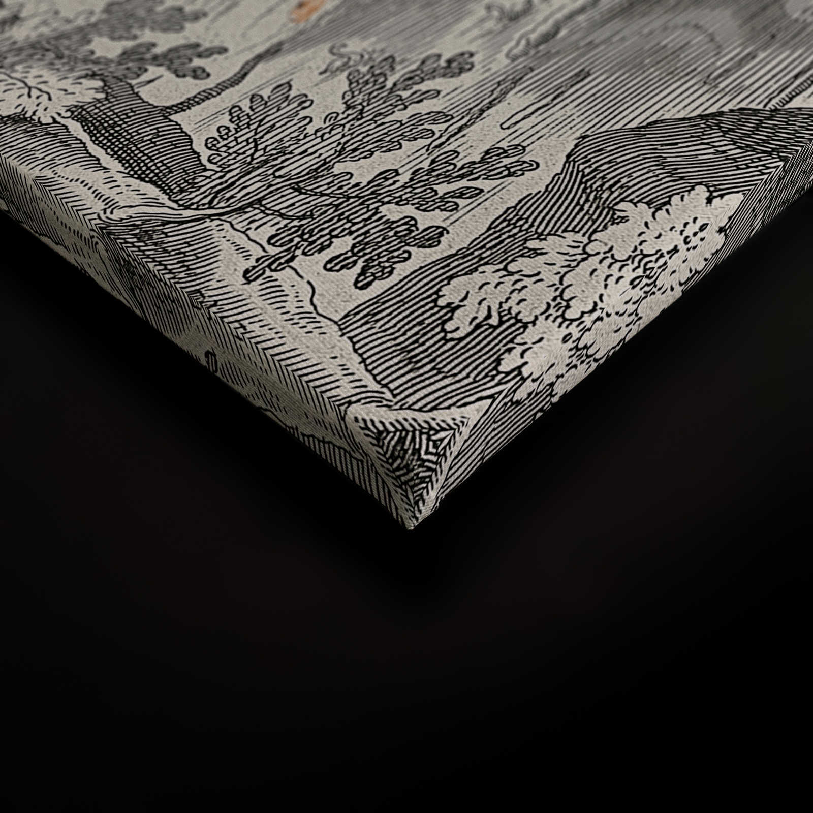 Fancy Forest 2 - Leinwandbild Landschaftsbild Klassik mit Tiger – 0,90 m x 0,60 m