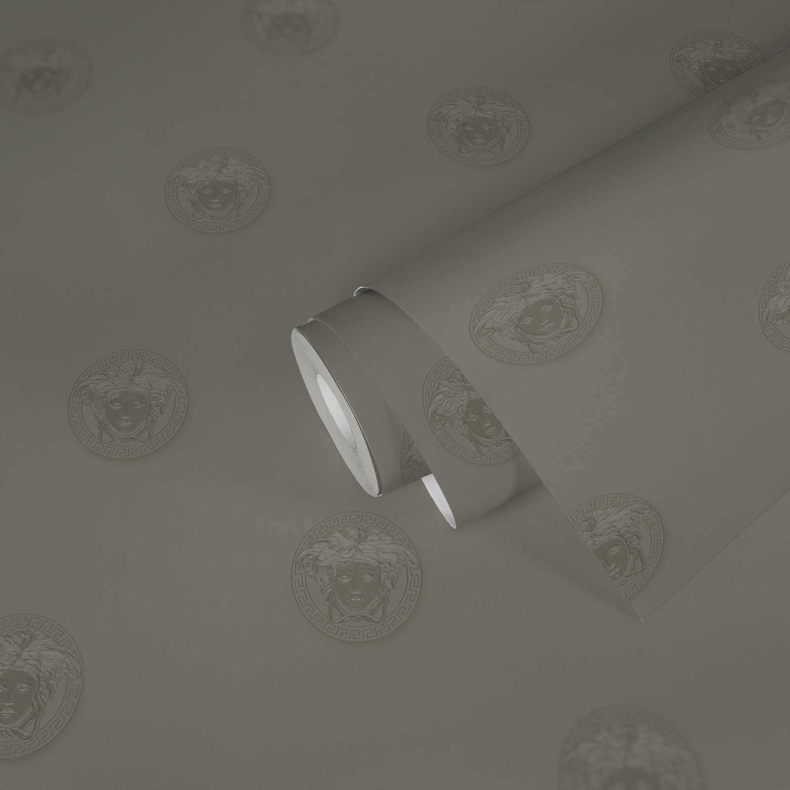             VERSACE wallpaper with Medusa embossed pattern - grey
        