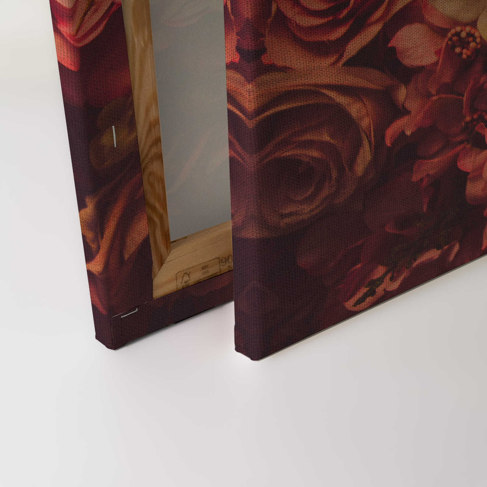             Canvas met romantisch rozenmotief in linnenlook - 0,90 m x 0,60 m
        