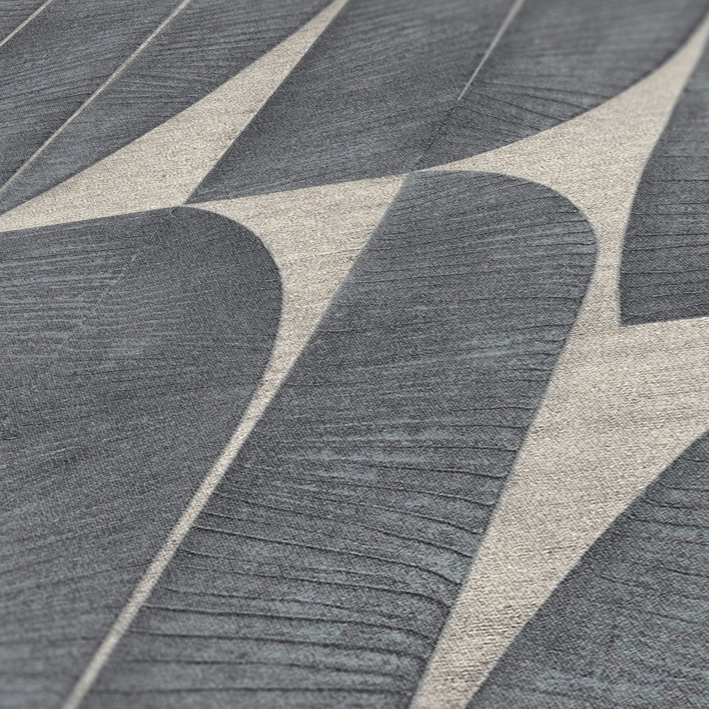             Vliestapete mit geometrischer Bemusterung in Blatt Optik – Beige, Schwarz
        