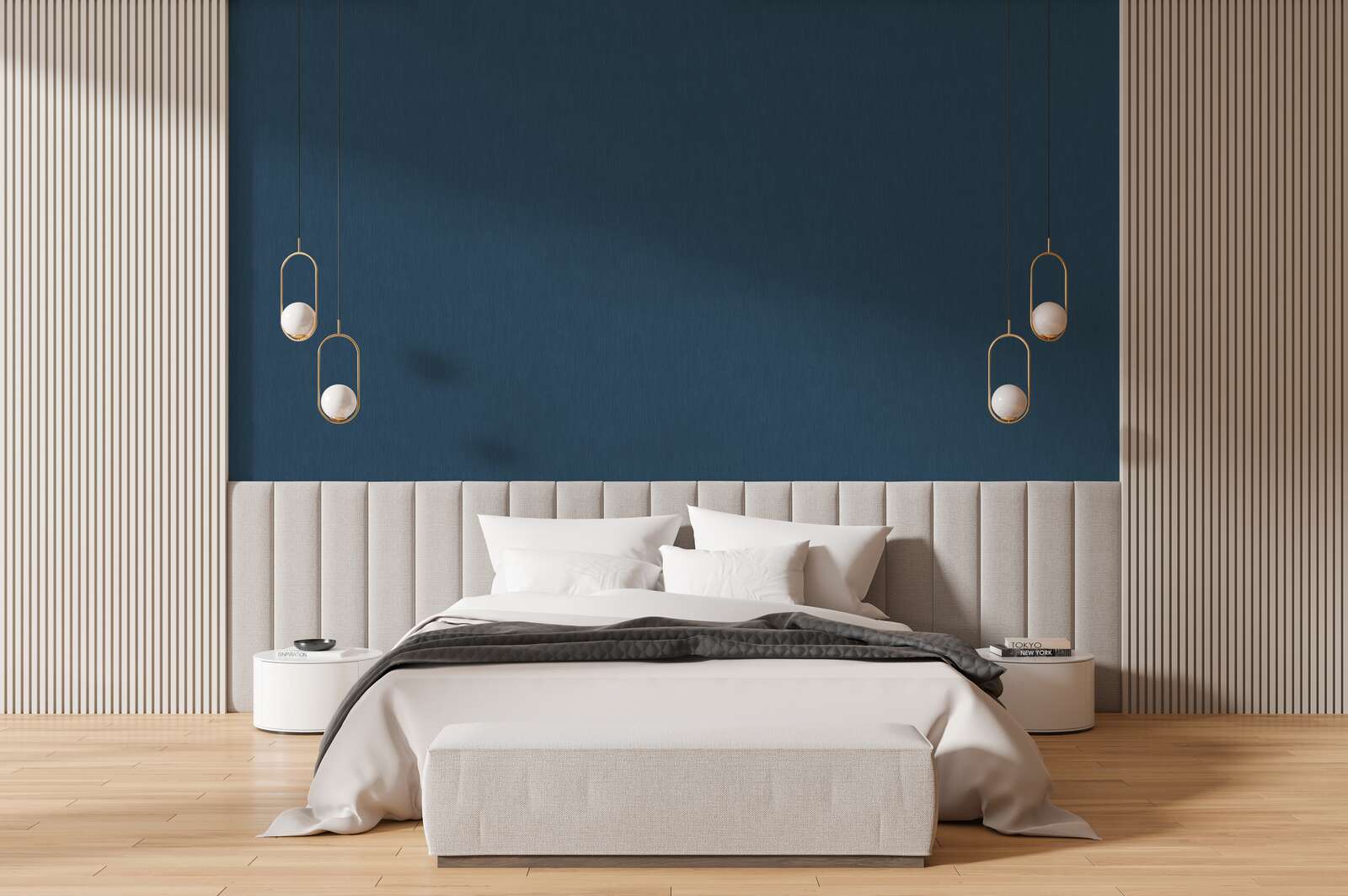 Papier Peint Intissé Uni M1-No.3897 – Bleu, Par Tadessi, Rouleau 5,33 M²