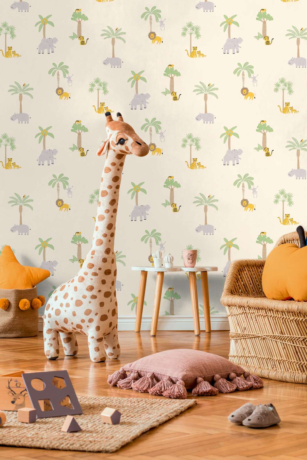 Giraffe, Giraffe-Spielzeug, Kinderzimmer, Wandtapete, Palmenwald
