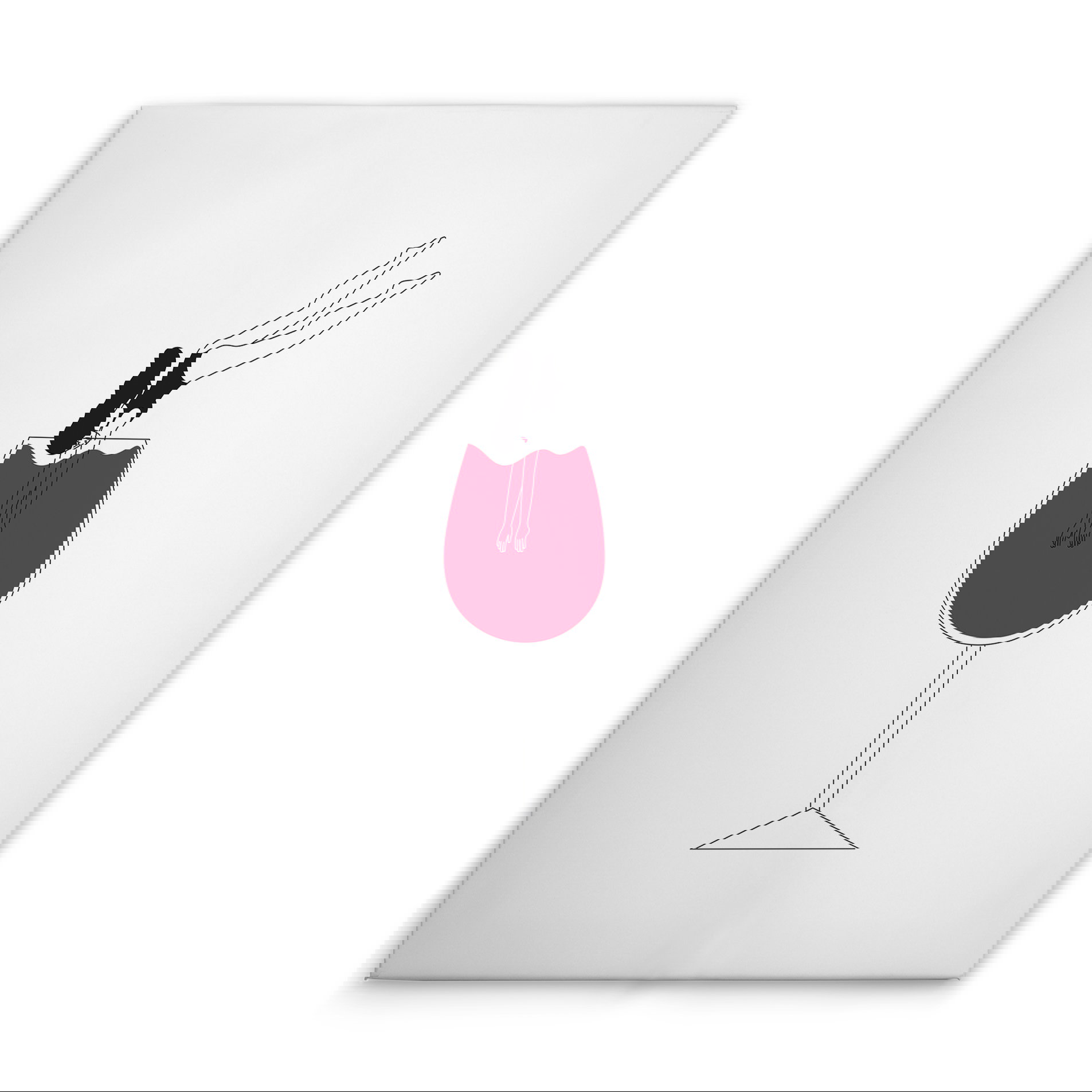             Leinwandbild Sprung ins Glas - Humorvolle Kunst für Weinliebhaber – 30 x 45 cm - Weiss, Schwarz
        