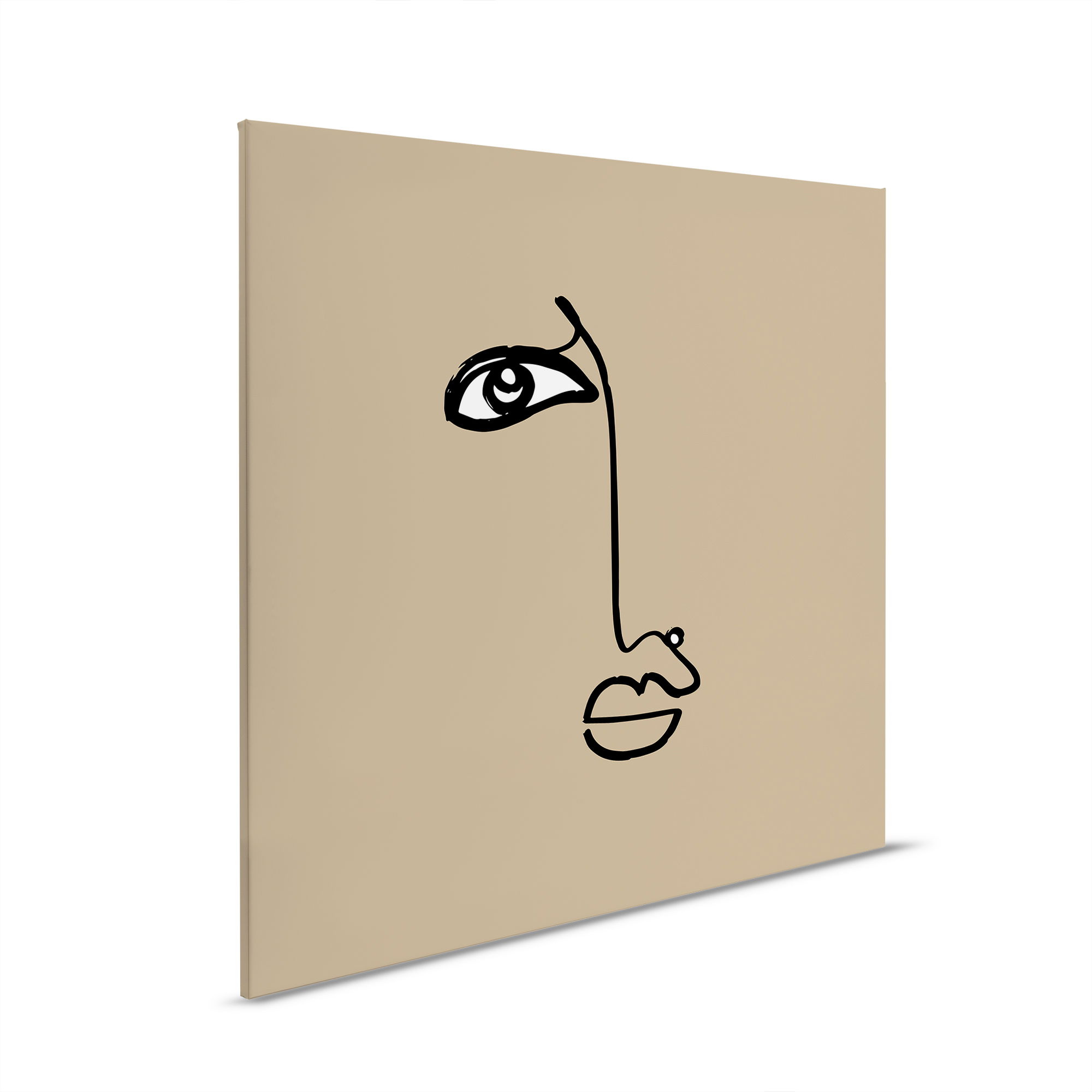         Abstract face - Canvas picture in clear lines - 30 x 30 cm - Brown, Black
    