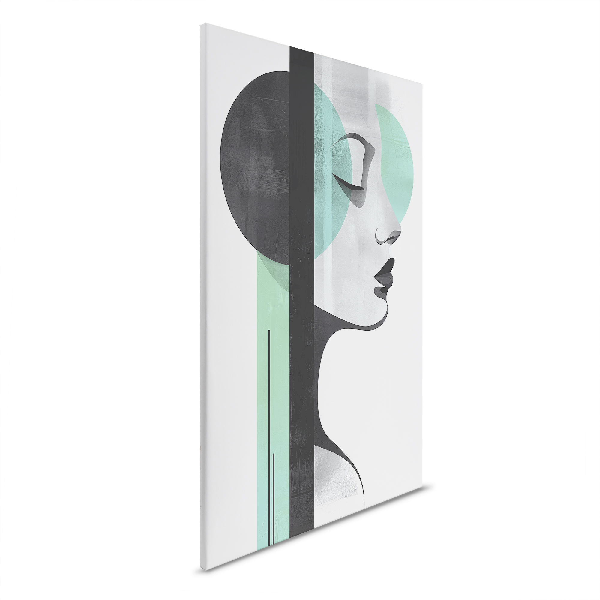         Canvas picture Minimalist in green - Abstract silhouette of a woman - 30 x 45 cm - White, Black
    