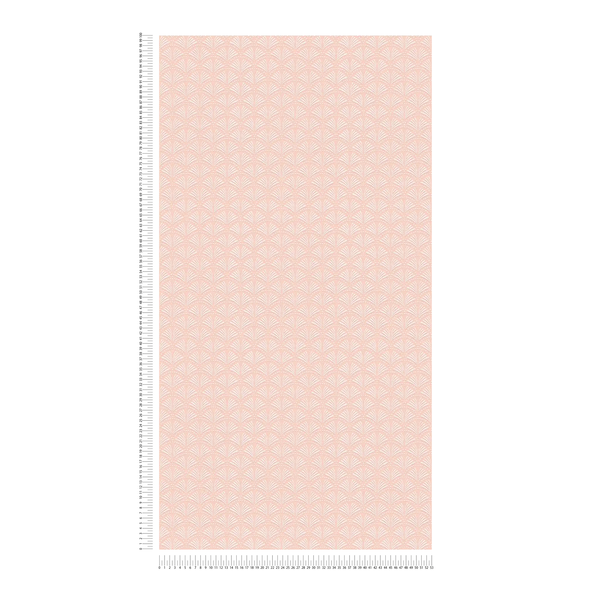 Glitzer Tapete Rosa mit Fächer Design im Retro Stil – Metallic, Rosa, Weiß