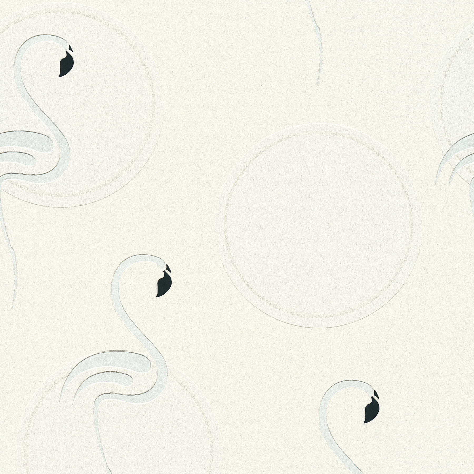         Wallpaper with flamingos, silver & glitter effect - silver, white
    