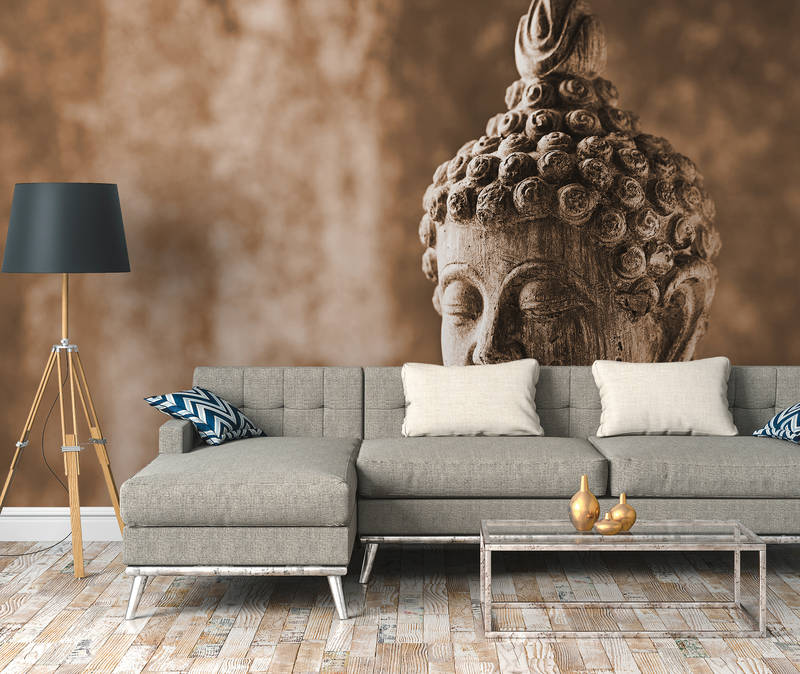             Photo wallpaper Asian Stone Sculpture - Brown, Grey
        