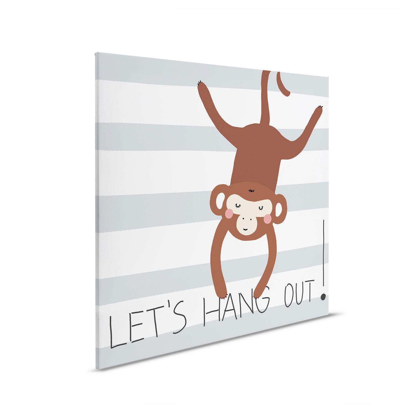         Hängender Affe - Fröhliches Leinwandbild für Kinder – 30 x 30 cm - Weiss, Braun
    