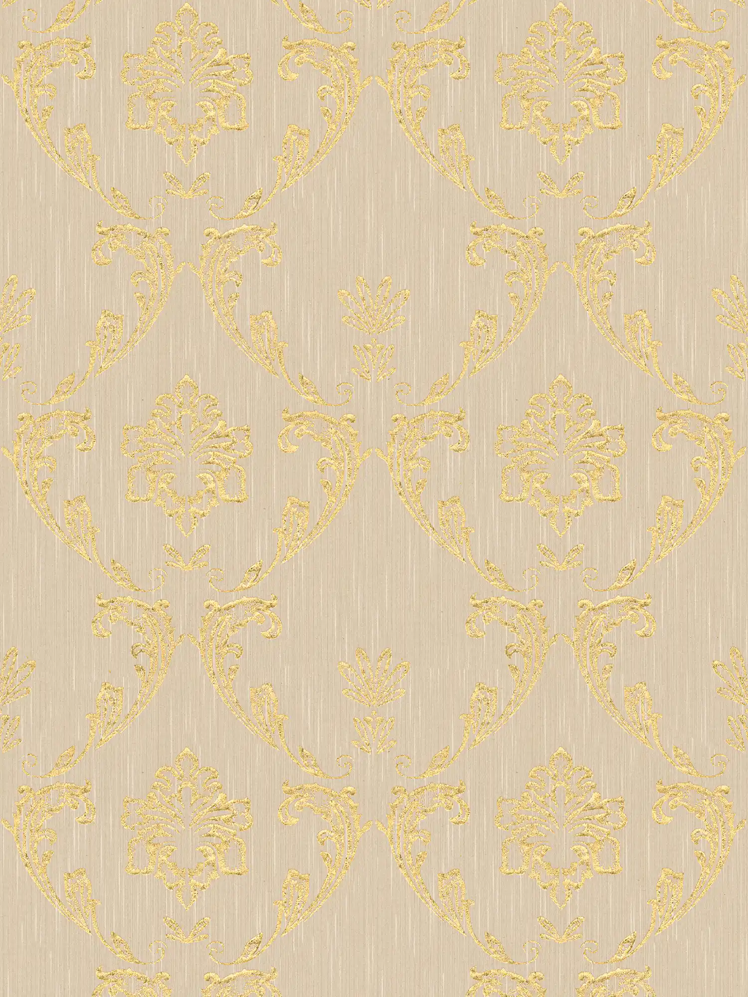         Onderlaag behang van echt textiel met bloemen in goudfolie - beige, goud
    