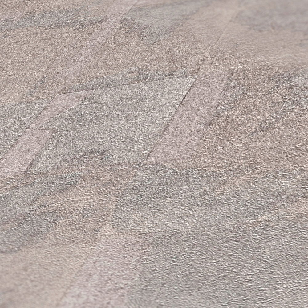             Vliestapete mit Kachelmuster und Patinaeffekt – Beige, Grau
        