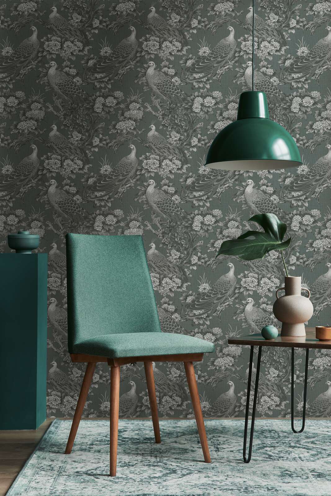MICHALSKY Vliestapete im englischem Landhausstil floral – Grau, Schwarz