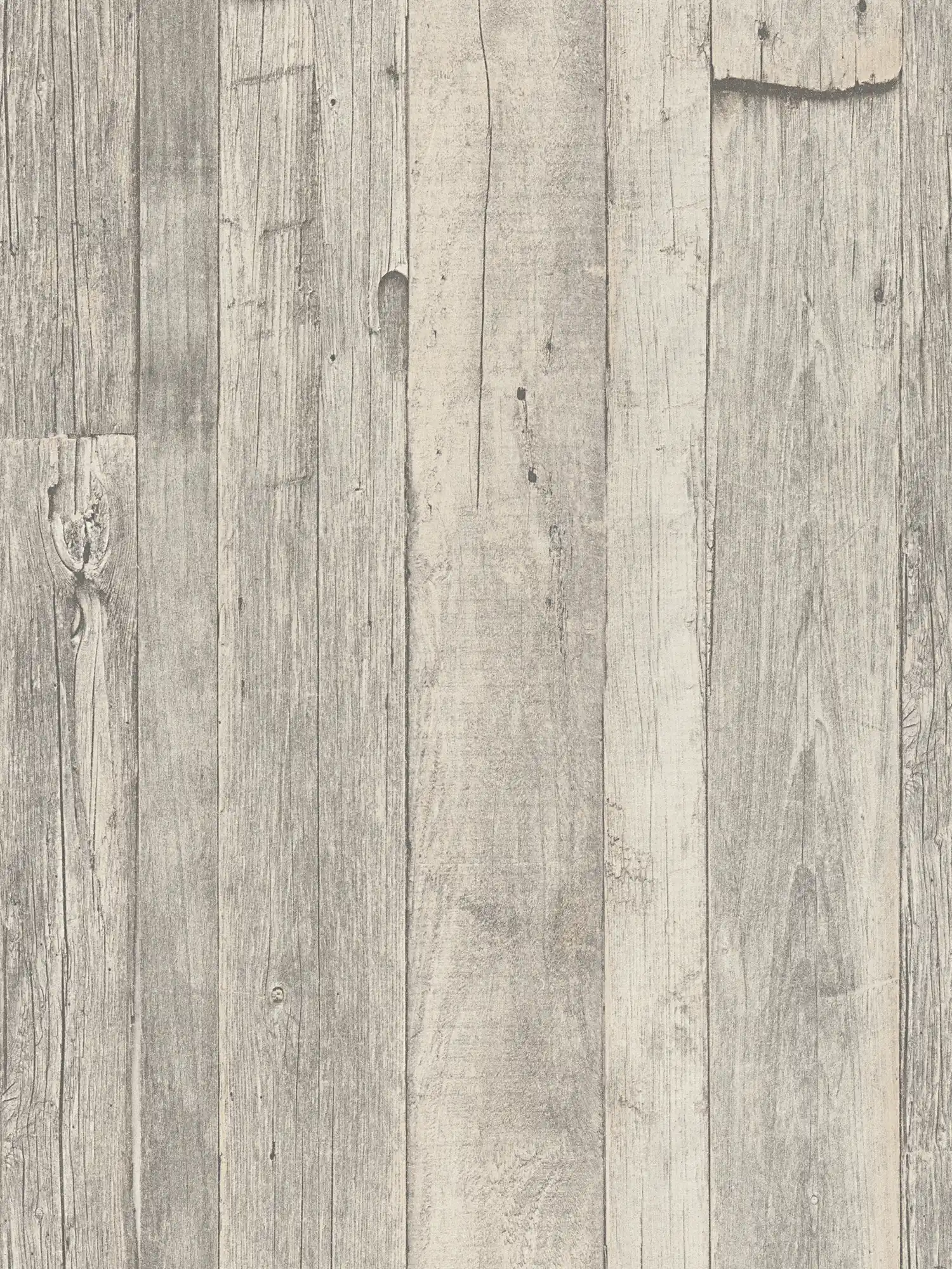         Vintage design wood wallpaper with boards & grain - grey, beige, cream
    