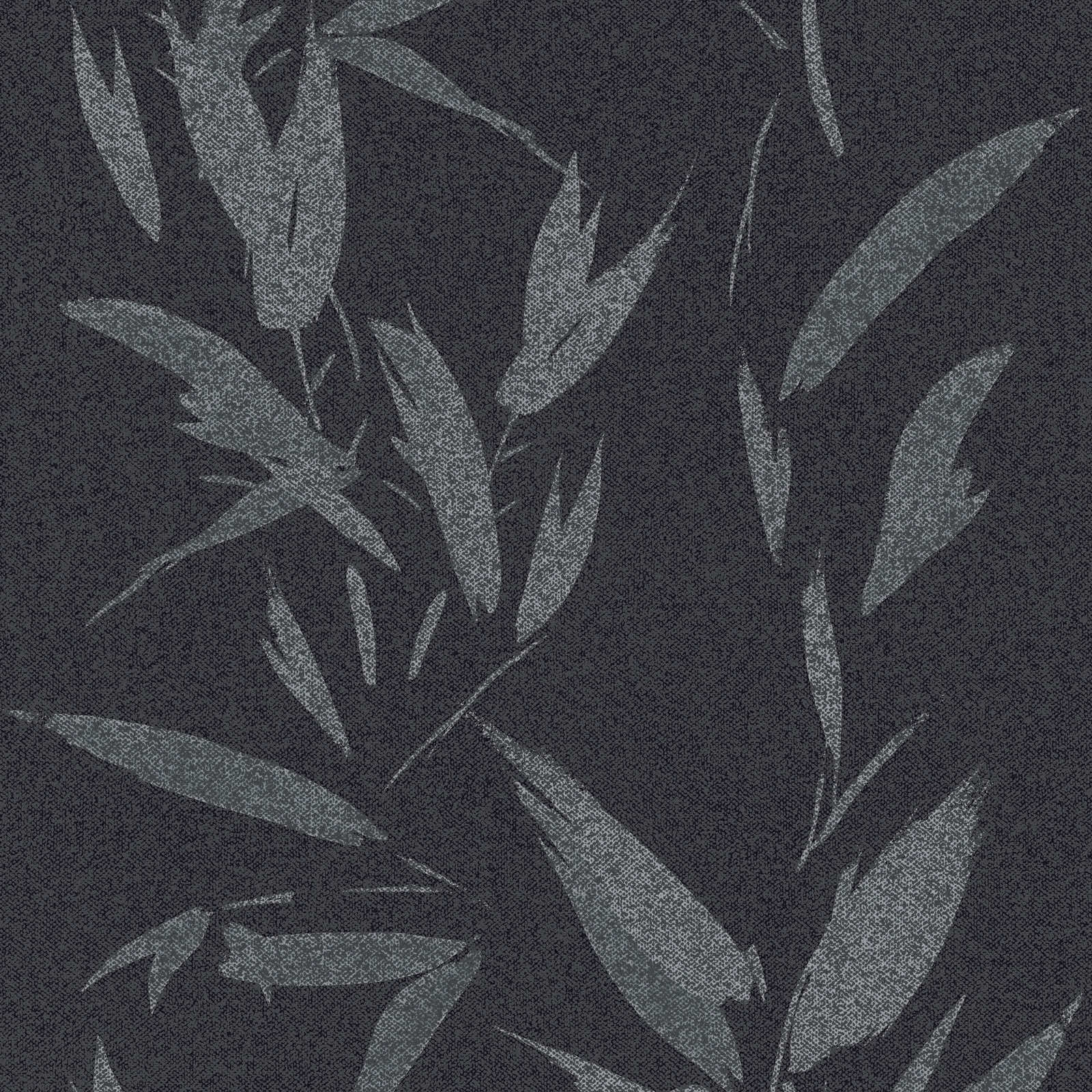         Feuilles papier peint abstrait avec aspect textile - noir, gris
    