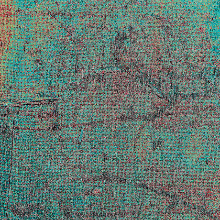         Fototapete "Urban Layers" – Moderne Tiefe im Vintage-Stil, glatt – Grün, Rot
    