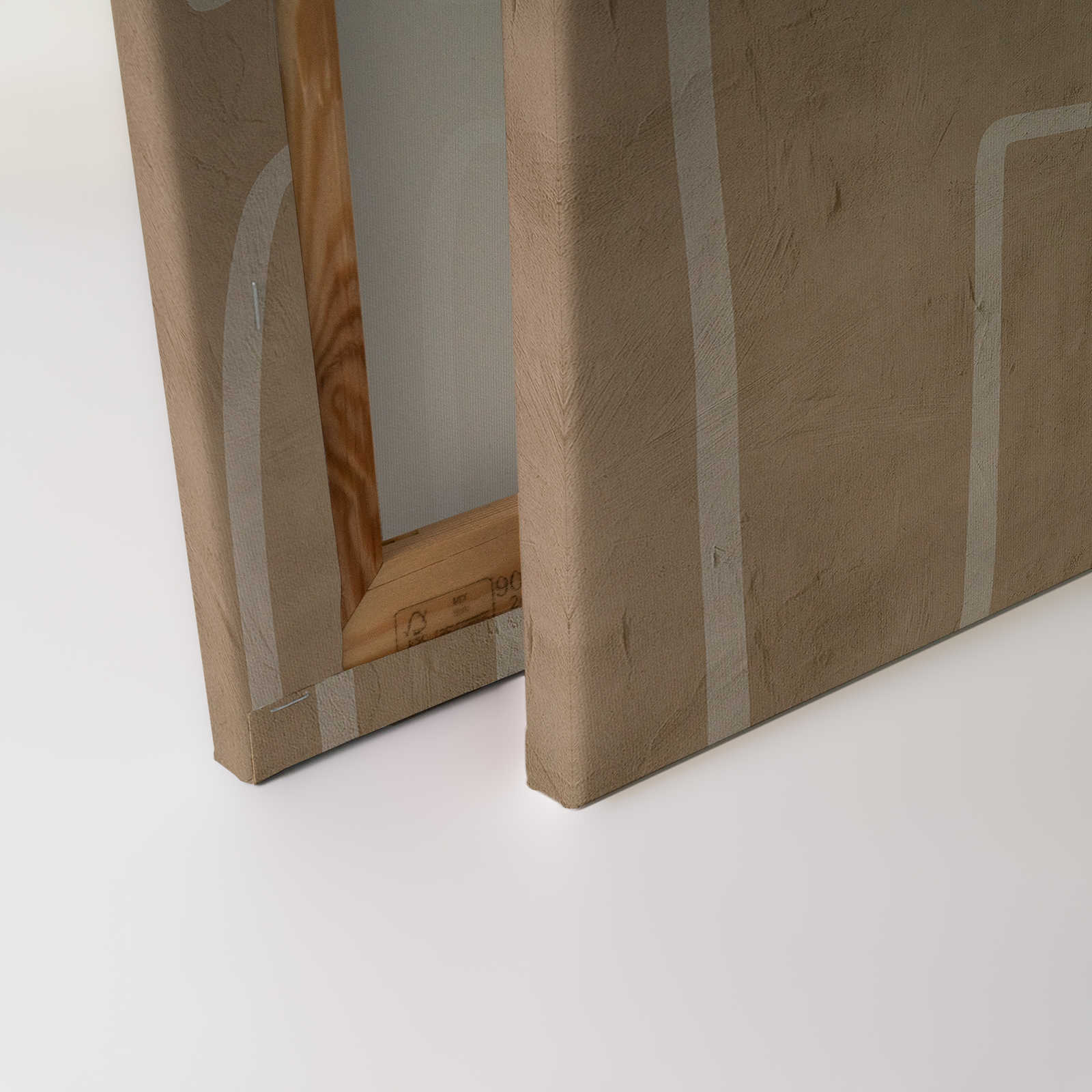             Serengeti 1 - Lehmwand Leinwandbild mit Ethno Linienmuster in Beige – 0,90 m x 0,60 m
        