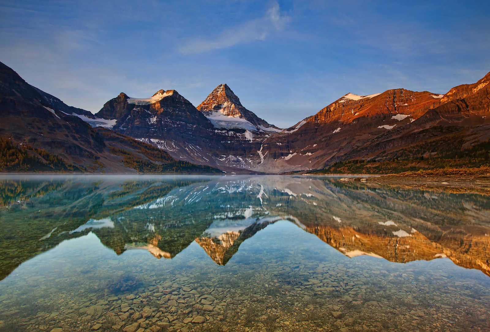 Fototapete Landschaft Berge und See – Braun, Blau