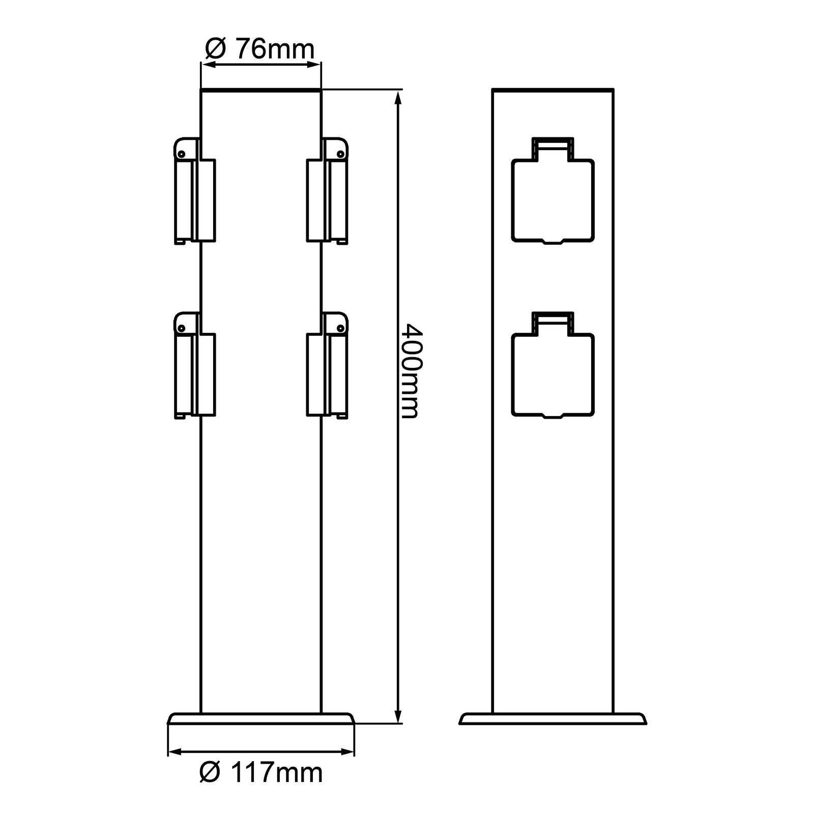             Außensteckdosensockel aus Metall - Fenja 2 – Schwarz
        
