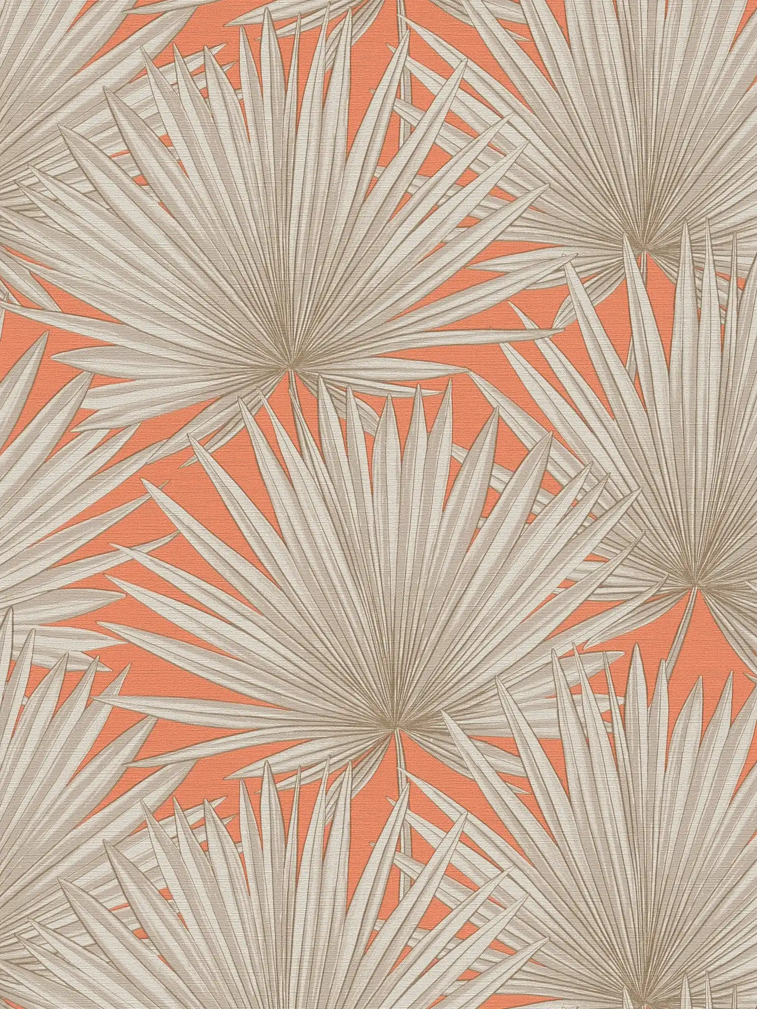         Papier peint intissé avec feuilles tropicales - orange, gris, blanc
    