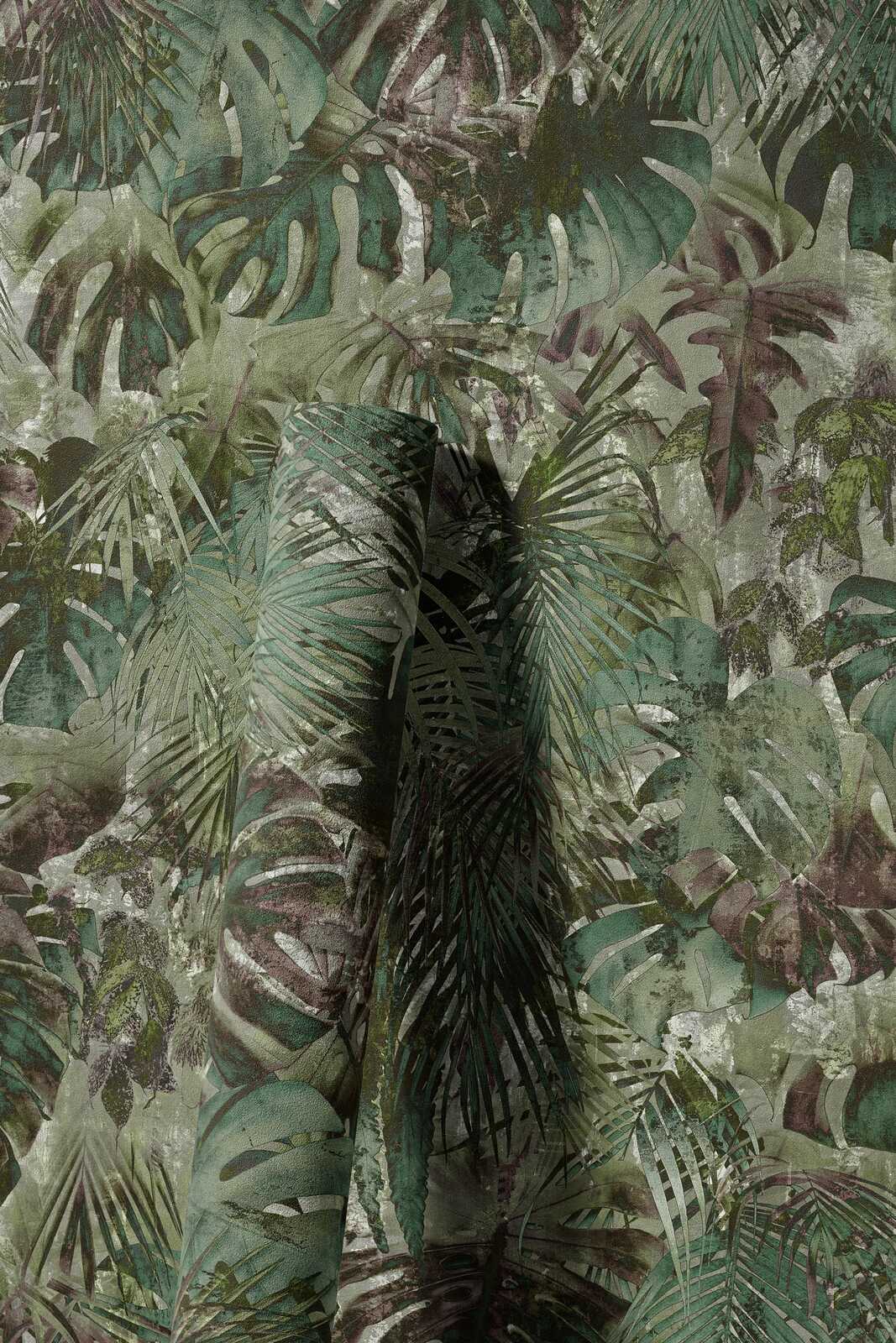             Jungle motief vliesbehang met tropisch bladmotief - groen
        