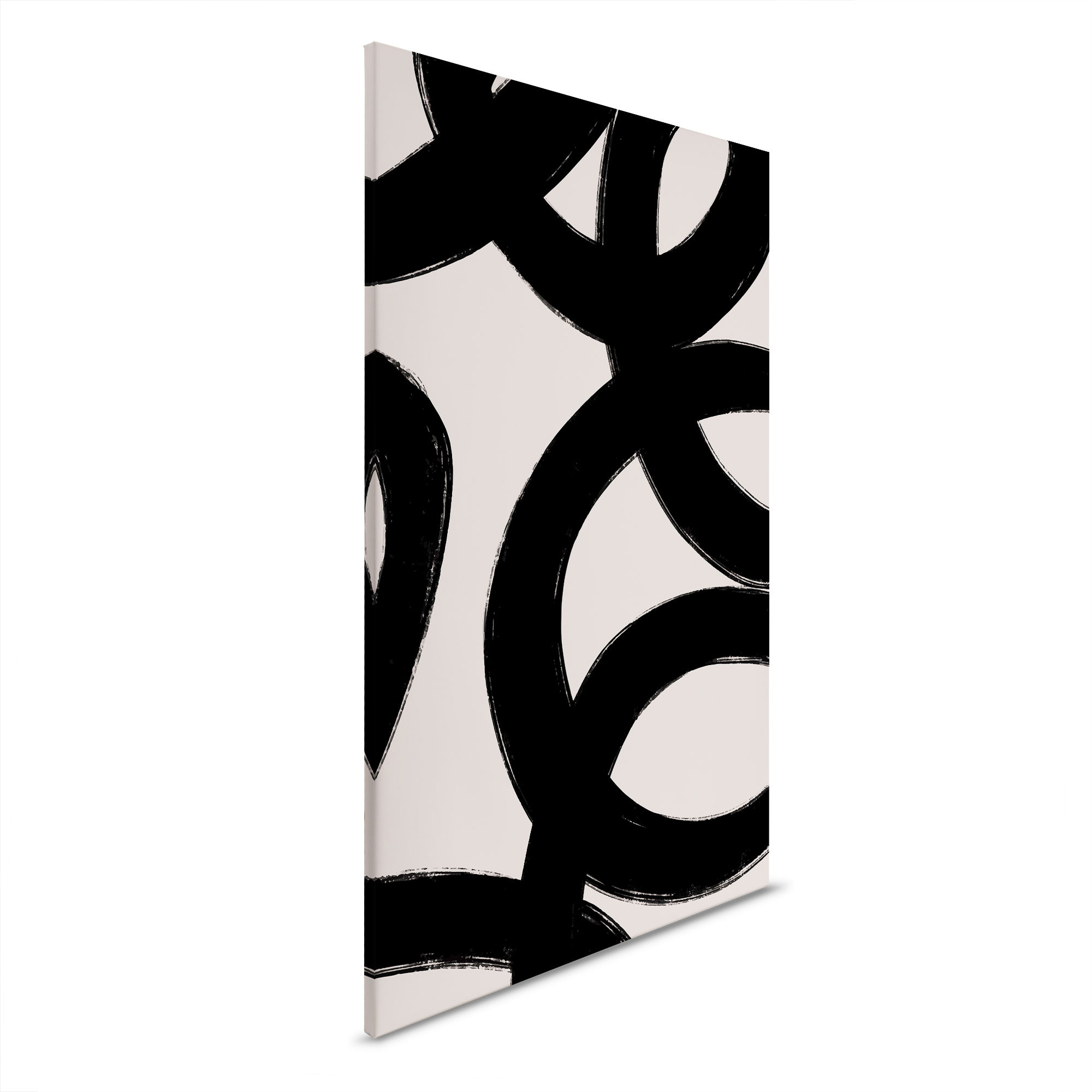         Minimalistische Kreise und Linien - Leinwandbild für zeitlose Eleganz – 30 x 45 cm - Creme, Schwarz
    