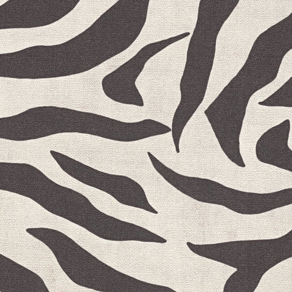             Exotische Vliestapete mit klassischem Zebramotiv, einfach strukturiert – Schwarz, Weiß
        