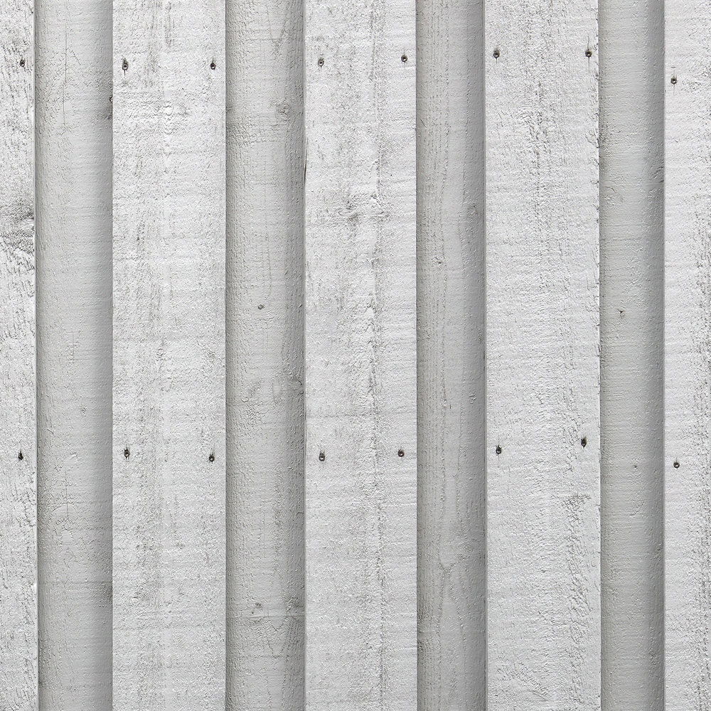             Holzstruktur Vliestapete in 3D Fotooptik – Wanddesign im Waldhaus Look – Grau, Weiß
        